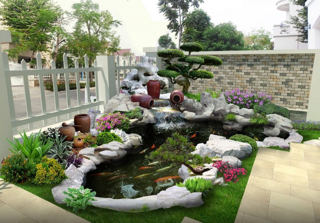 65 mẫu hồ cá sân vườn nhỏ đẹp, đơn giản tại nhà - Sân vườn Xanhou 2