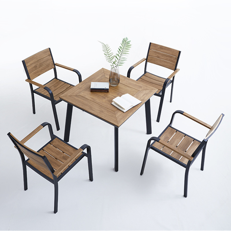 1 bàn vuôn 4 ghế Bộ bàn ghế ăn ngoài trời gỗ nhựa XH007